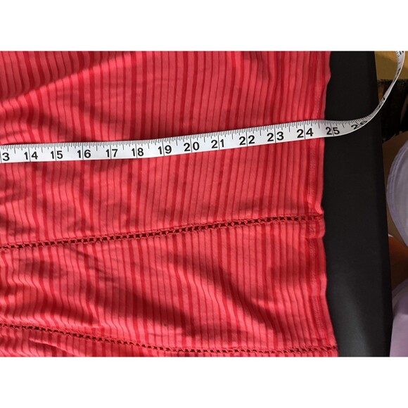 Lucky Brand Shirt Womens Small Red Stripe Lace Crochet Boho Tunic Top 3/4 Sleeve - Picture 6 of 6